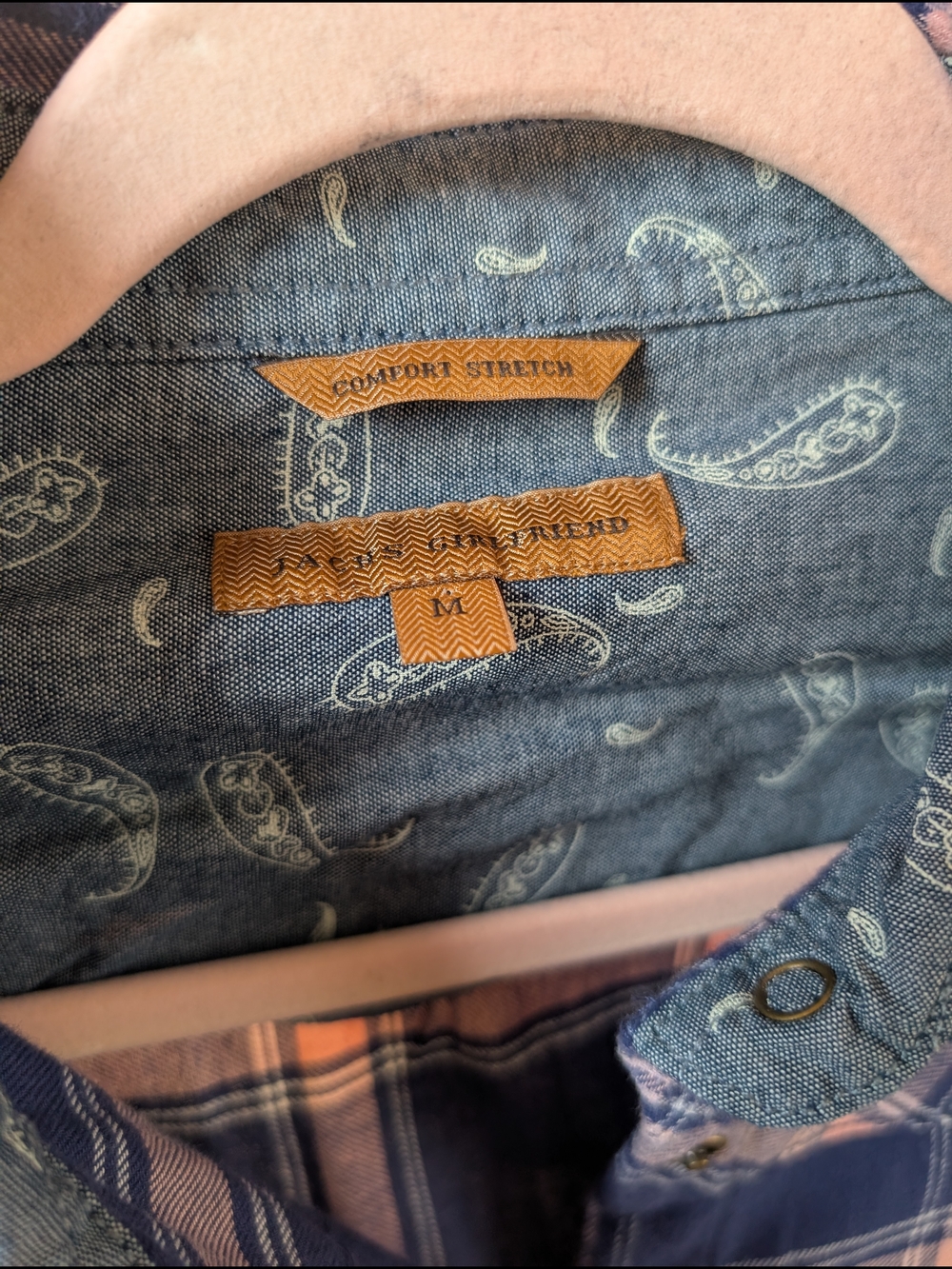 JACHS Girlfriend Navy and Pink Plaid Snap-Front Shirt - Picture 2 of 9